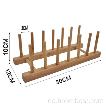 Bambus-Holz-Geschirrständer Geschirr Abtropfbrett